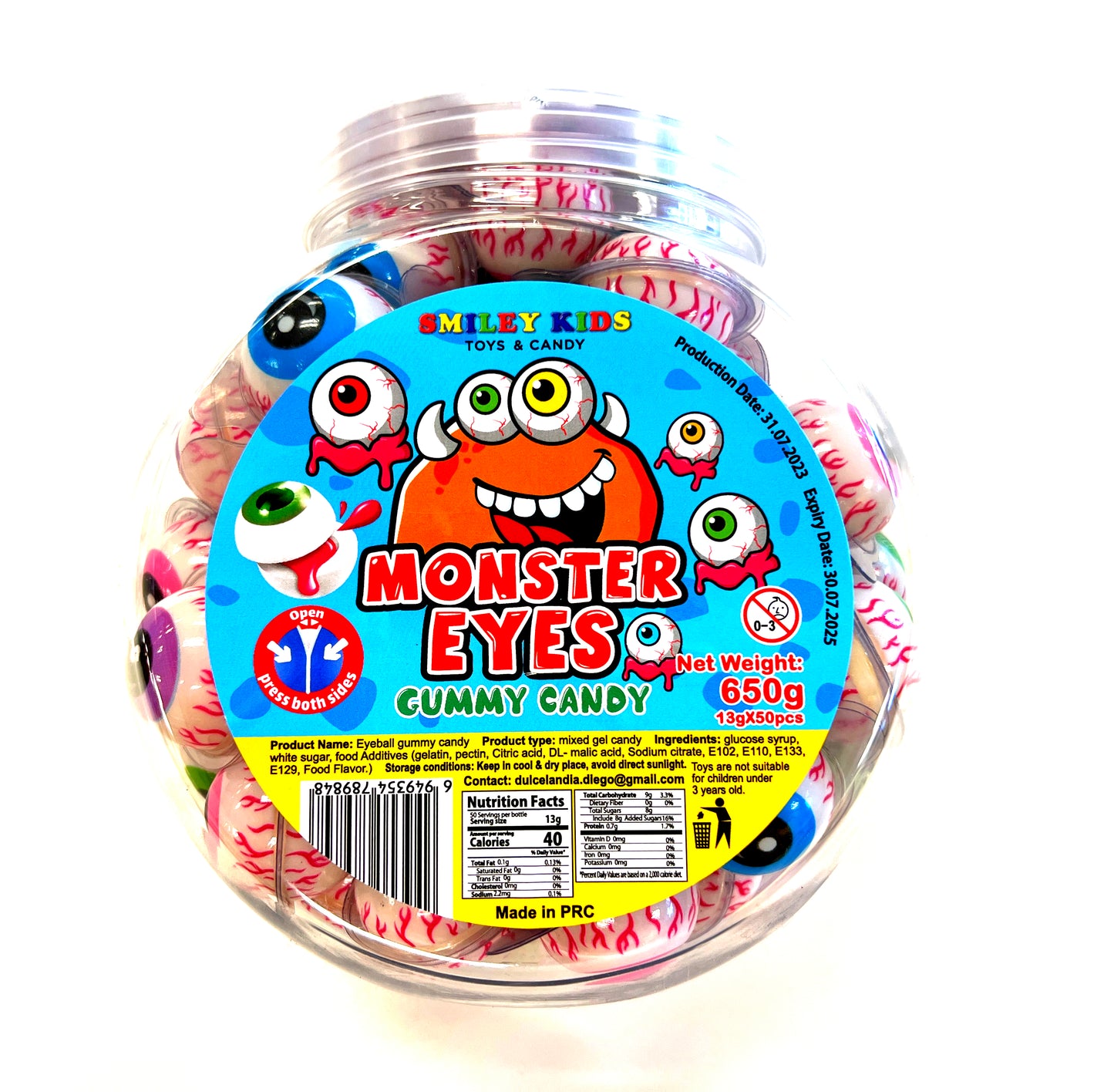 Monster Eyes: Gummy Candy - Smiley Kids Brand 